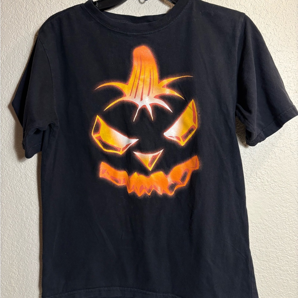 Kids Black Halloween Pumpkin T-Shirt